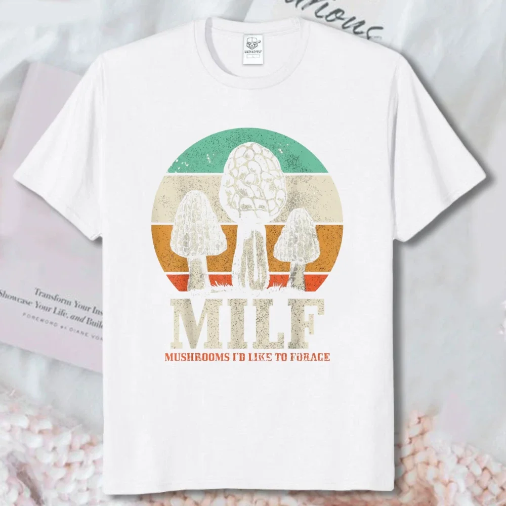 New Summer I'd Like To Forage Morel Retro Sunset Cotton Tee Funny Women Cottagecore T-shirt Fungi Hunter Graphic Casual S-5xl