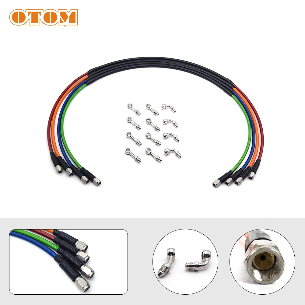 Universal Motorcycle Brake Hose Line For HONDA KTM YAMAHA KAWASAKI Steel Brake Cable Hydraulic Banjo Pipe 1300mm Elbow 10/28/90°