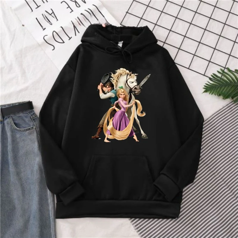 

Запутанная Рапунцель принцесса толстовка с капюшоном с принтом женский осенний повседневный пуловер уличная одежда тонкие топы в стиле Харадзюку для девочек