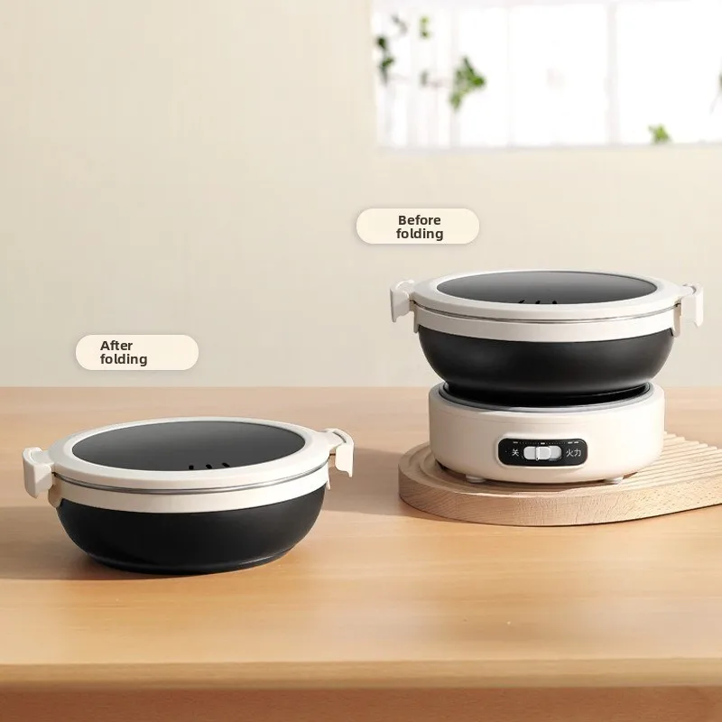 Portable Split Electric Pot 304 Stainless Steel Foldable Mini Cooker for Travel Single Person