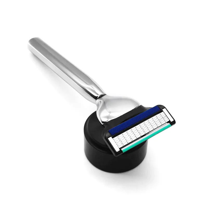 Men Manual Care Silver Metal Shaver Handle 5-Layer Stainless Steel Safty Razor Blade Suit For G-series F5 Power