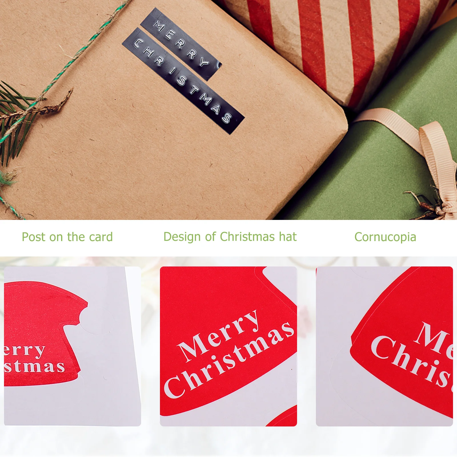 

20 Sheets Xmas Hat Sealing Stickers Large Quantity Self-Adhesive Gift Wrapping Labels Christmas Label Stickers for Cookie Bags