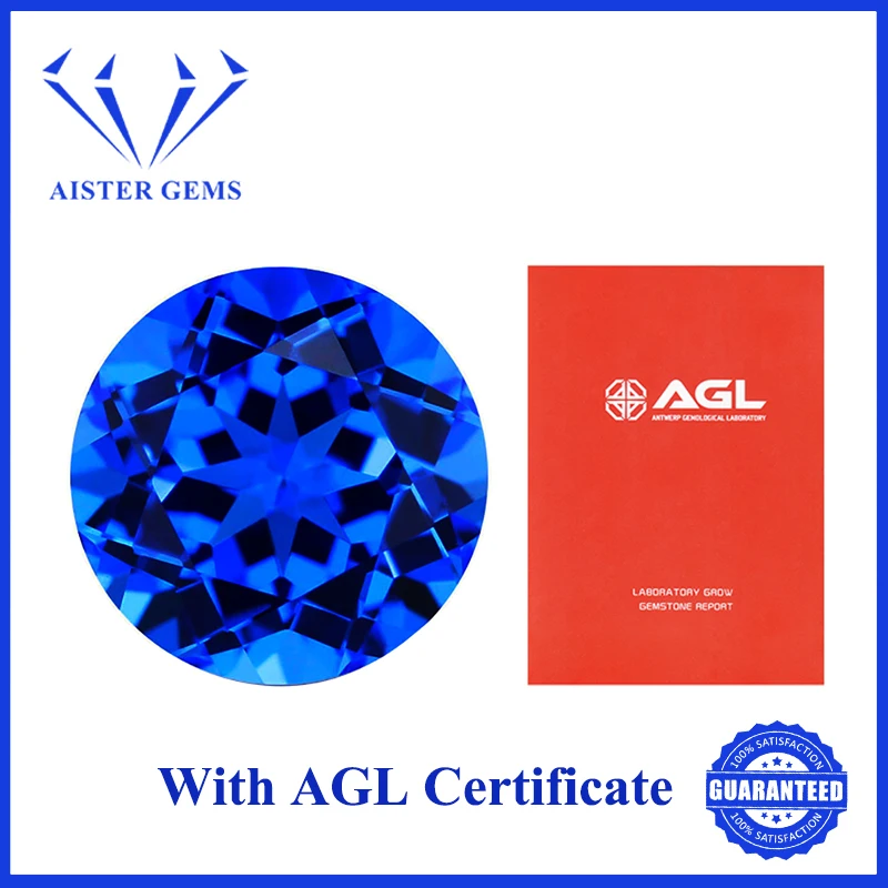 

Royal Blue Lab Grown Sapphire Loose Gemstones Round Shape 7.5mm with AGL Certificate
