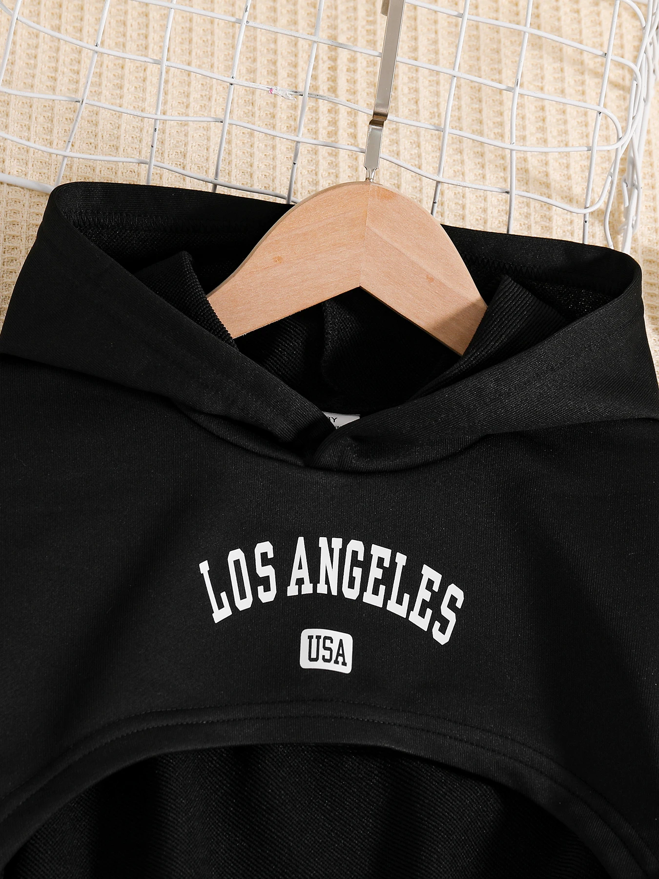 Çocuk giyim sonbahar kızların moda seti trendy siyah hoodie + beyaz omuz askısı astar + siyah pantolon 3-piece set