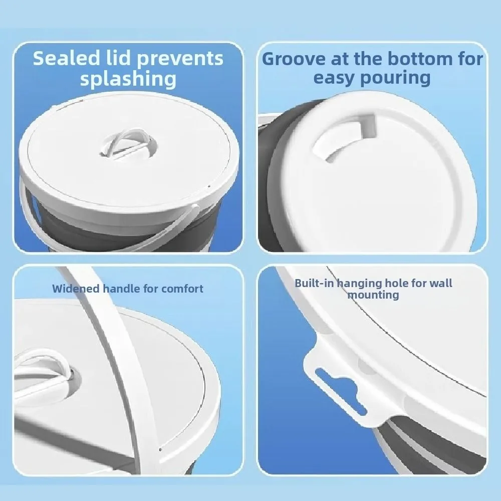 

Легкое складное ведро на 10 л, утолщенное складное ведро для рыбалки на открытом воздухе, портативный пластиковый складной умывальник Songkran Festival