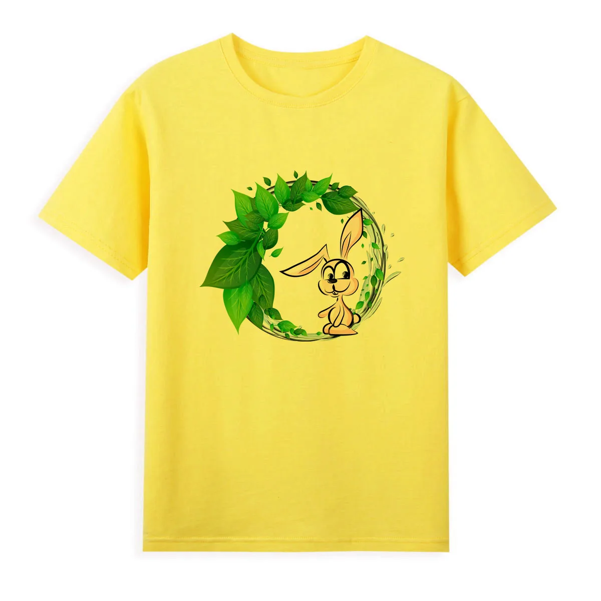 T-shirt da donna con stampa coniglio carino abbigliamento armonico, verde ed ecologico A273