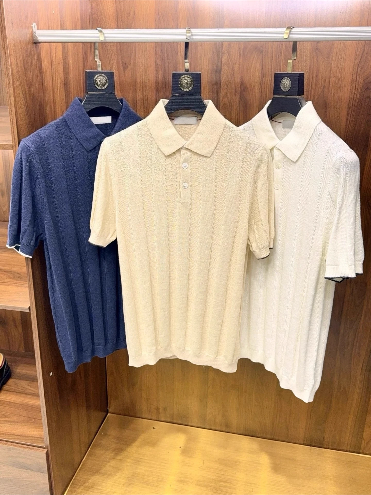 

BC 25SS Lapel 77% Mulberry Silk Lapel Top Versatile Men's Polo Shirt