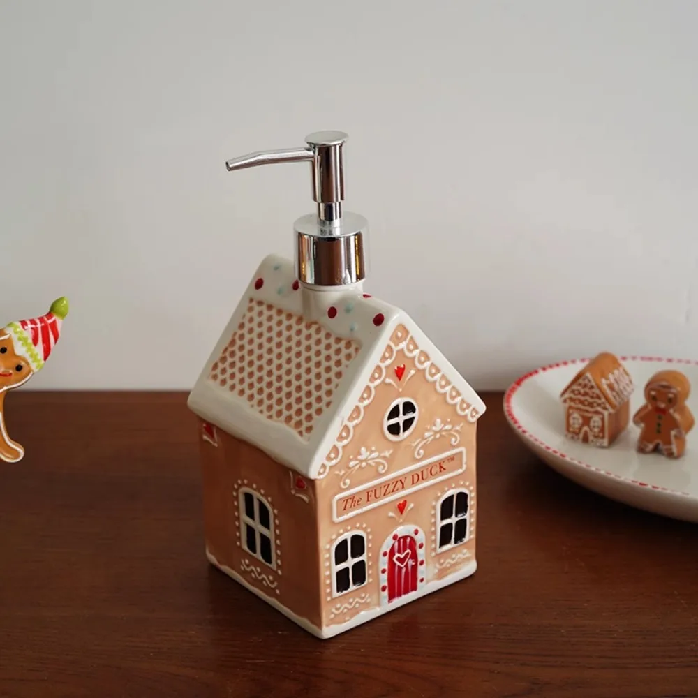 European Gingerbread Man House Shape Ceramic Bathroom Bath Bottle Bedroom Bathroom Hand Sanitizer Bottle Storage Decoration