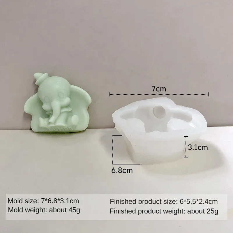 Baby Elephant Candle Silicone Mold 3D Big Ear Elephant Plaster Soap Resin Mould Chocolate Cake Home Decor Artefakt Rękodzieło Prezent