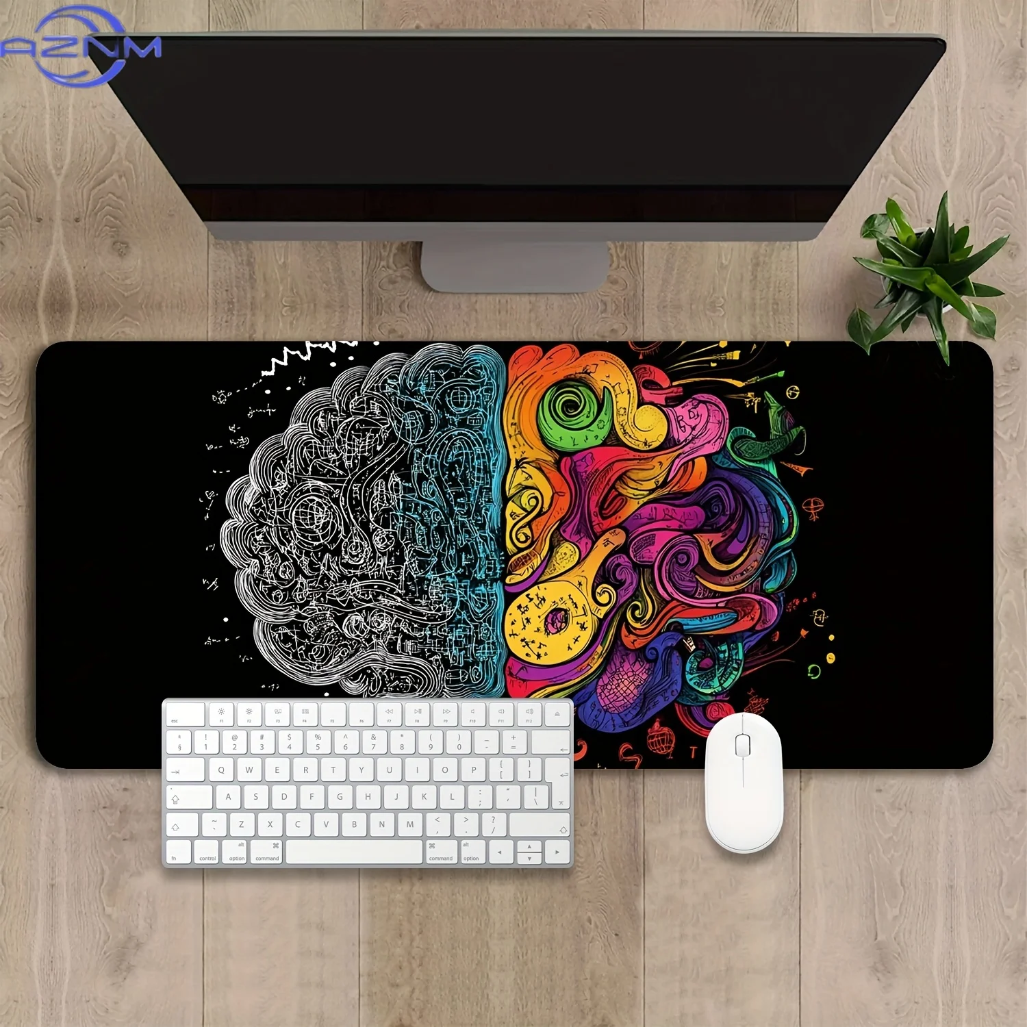 Desk Mat,Interesting Brain Illustration Desk Pad,Large Gaming Mouse Pad Office Keyboard Pad,Non-Slip Computer Mouse Pad Gift for
