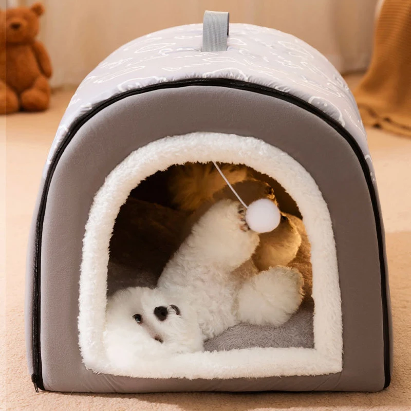 Winter Warm Dog House Soft Cozy Pet Sleeping Bed for Samll Medium Dogs Cats Detachable Non-slip Dog Kennel Cat Nest Pet Supplies