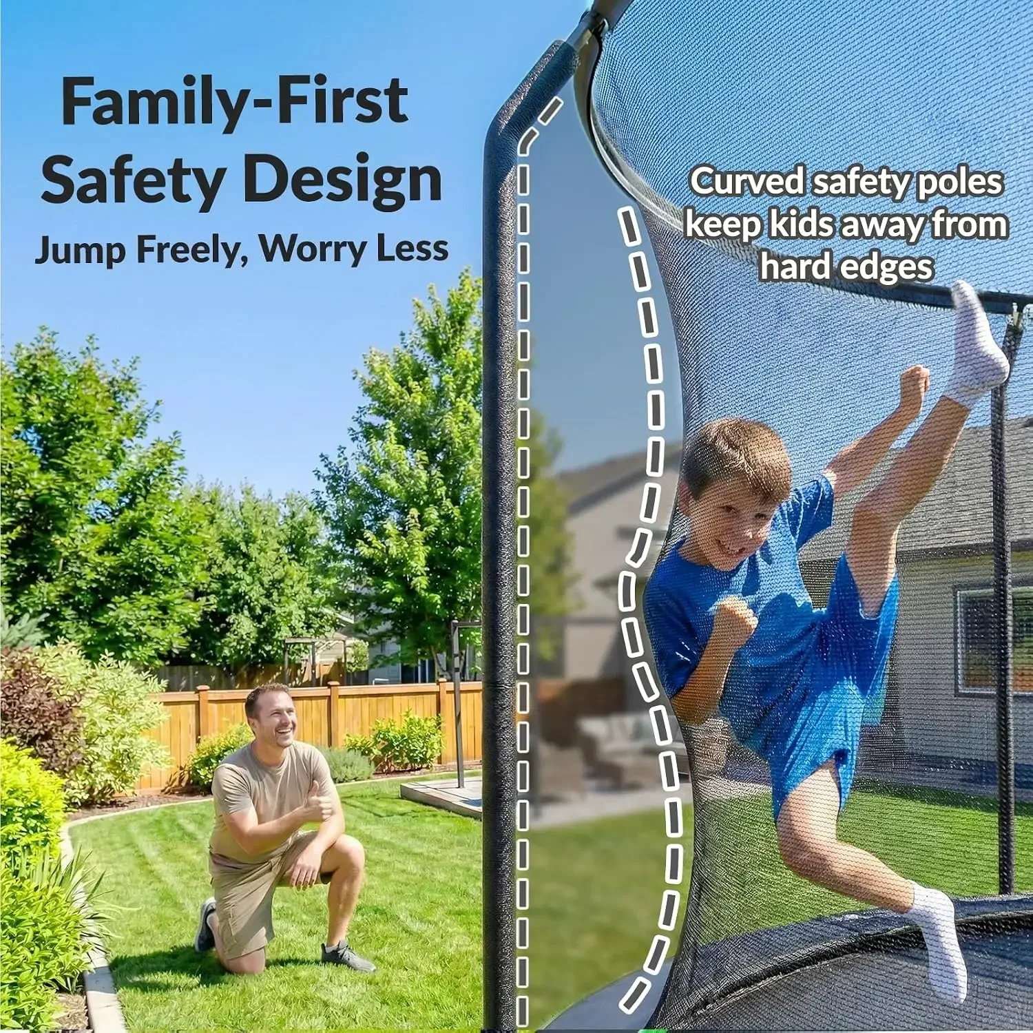 Trampoline Outdoor 8FT 10FT 12FT 14FT 15FT 16FT Trampoline with Basketball Hoop and LED Lights, Recreational Trampolines for Kid