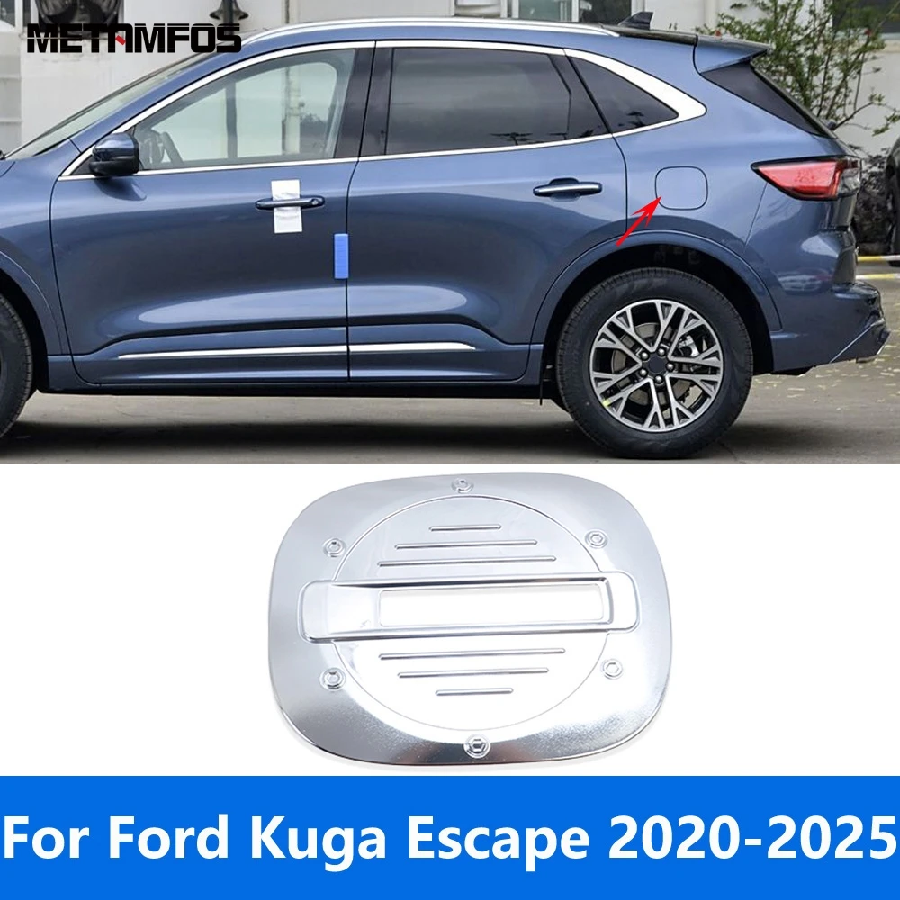 

Для Ford Kuga Escape 2020-2023 2024 2025 хромированная крышка топливного бака, крышка заливной горловины для газа, наклейка, внешние аксессуары, Стайлинг автомобиля