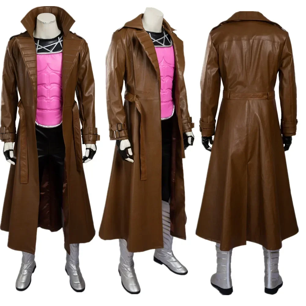 Halloween Gambit Cosplay Costume Man Leather Trench Coat Vest Full Set and Individual Items Are Sold Custom Size