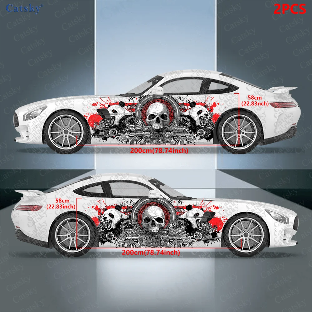 2pcs Panda Gun Gear Splatter Car Decal, Durable, Fade-Resistant, Enhance Vehicle Aesthetic with Bold Design Car Vinyl Wrap