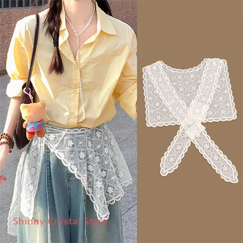 

2025 Korean Lace Flower Scarf Shawl Women Layered Accessories Multifunctional Scarf