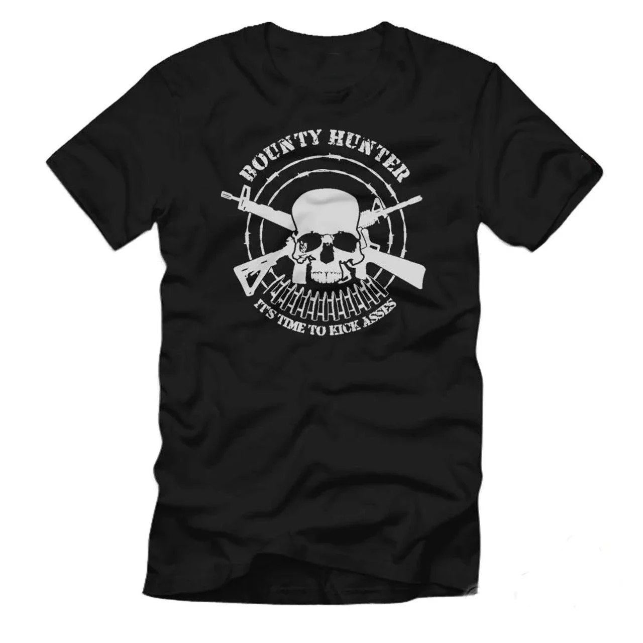 

Time To Kick Asses. Funny Humor Bounty Hunter Skull Cross Gun T-Shirt 100% Cotton O-Neck Summer Short Sleeve Casual Mens T-shirt