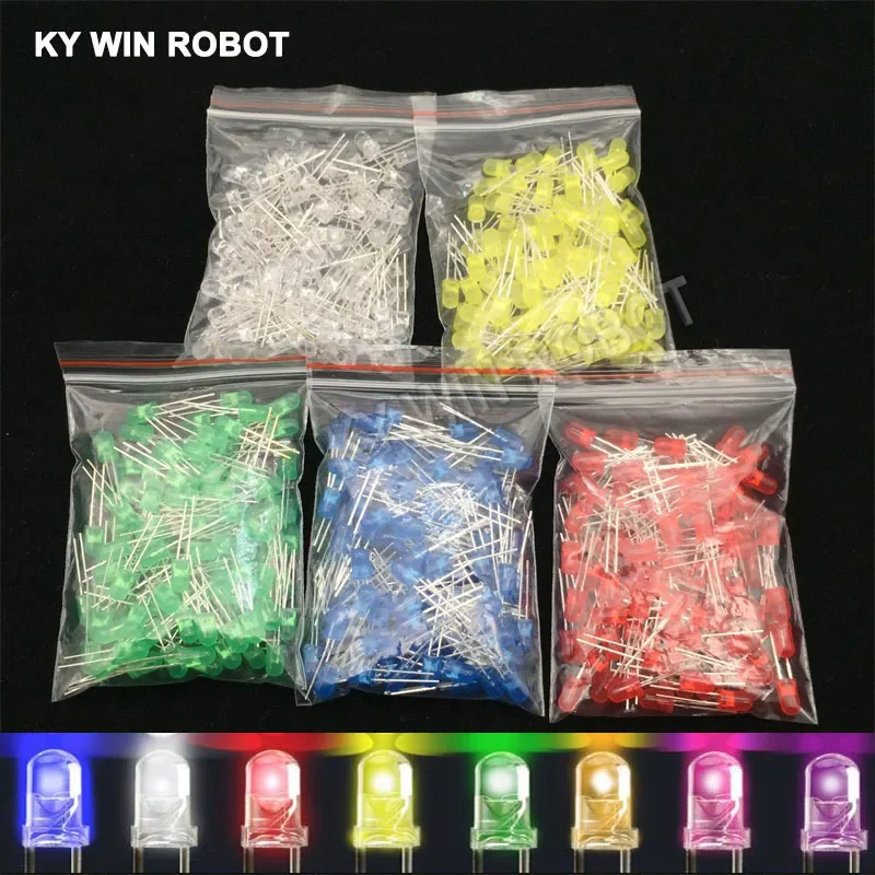 

100pcs 5mm LED Diode 5 mm Assorted Kit White Green Red Blue Yellow Orange Pink Purple Warm white DIY Light Emitting Diode