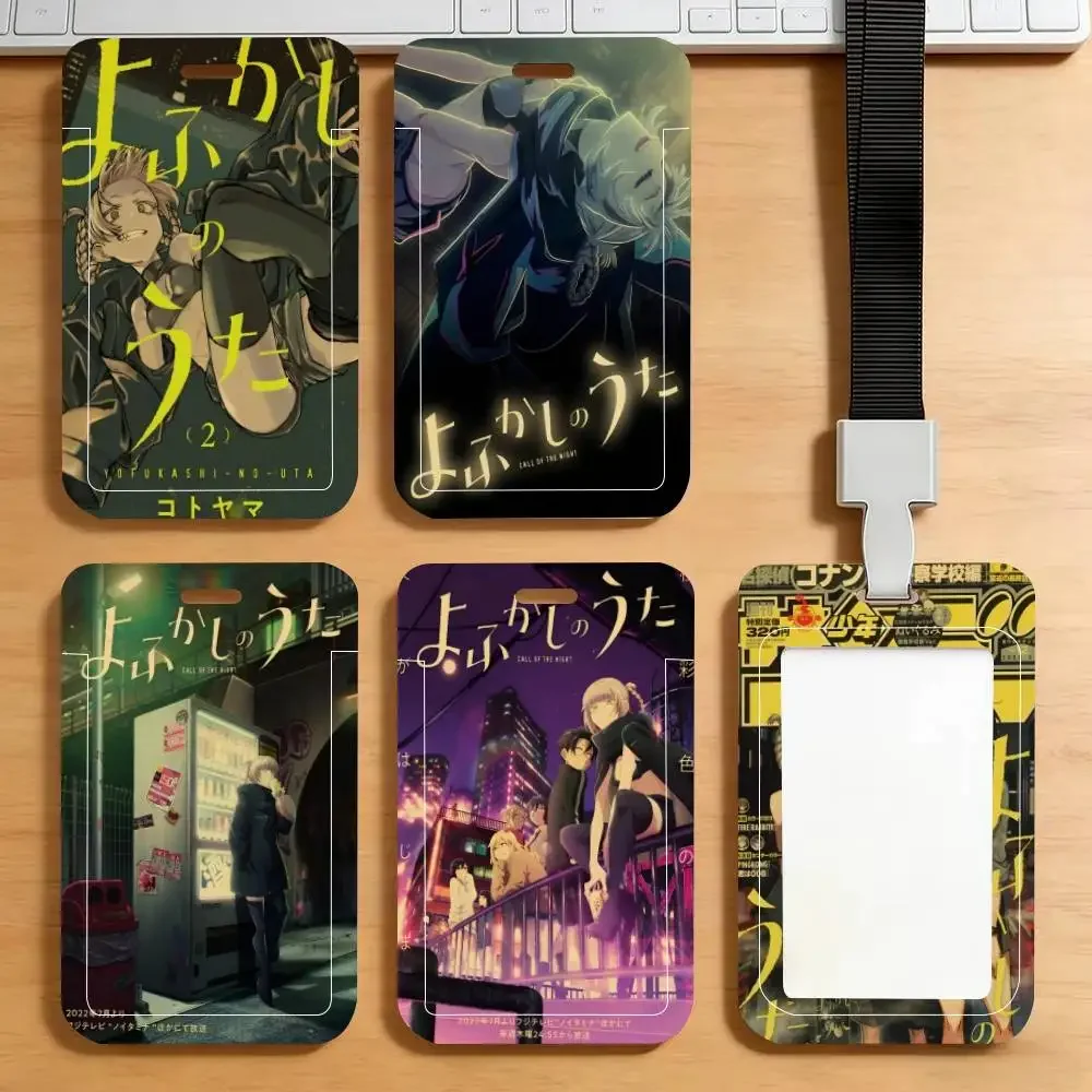 HOT Anime Call of the Night Kraft Paper  ID Card Holder Neck Strap Pendant Door Badge Holder Lanyards Keychain Work Credential