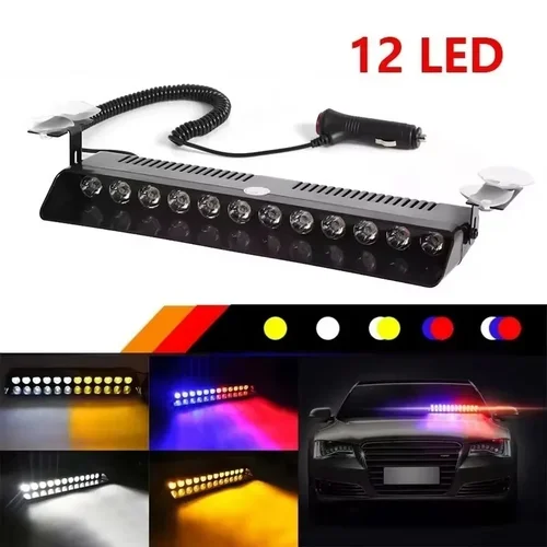 Imagen 2 del producto BIF para luces estroboscópicas de coche de 12LED, parpadeantes, impermeables, estroboscópicas de emergencia, parabrisas, remolque, vehículo, indicador, 1 unidad, baliza de señal de advertencia