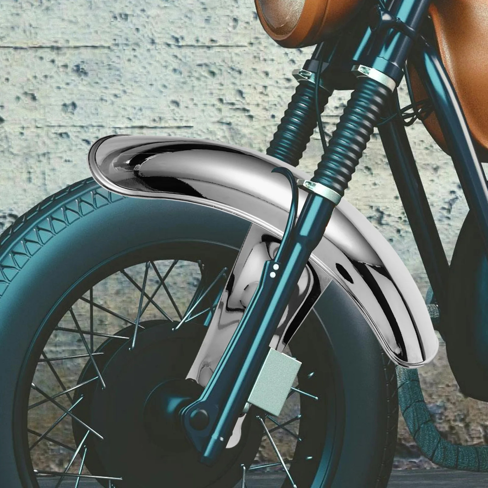 

Vintage Style Motorcycle Front Mudguard Sturdy Metal Durable Protection Compatible Various Models Electroplated Splash