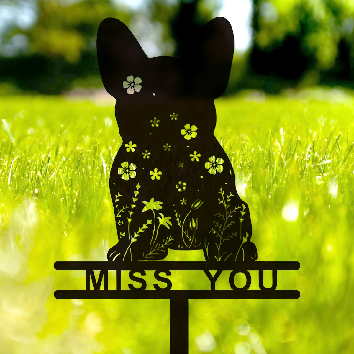 CIFBUY Decoration  French Bulldog Memorial Stake Metal Sign Pet Grave Markers Sign Metal Garden Decoration Stake Pet Loss Gift Y