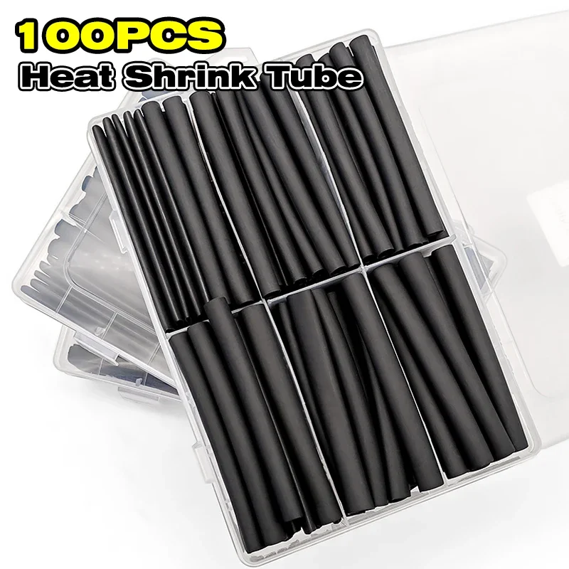 Black Waterproof 4:1 Heat Shrink Tubing 100Pcs Flame Retardant Anti-Corrosion For Pump Motor Internal Wire Sealing Cover