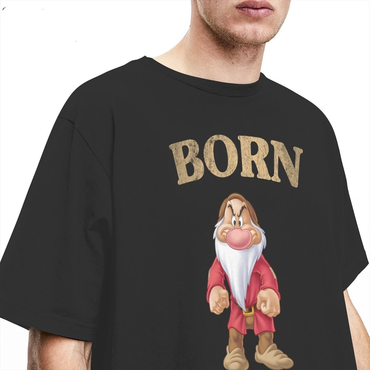 Born Grumpy Seven Dwarfs Snow White  Men\'s T Shirt Tee Shirt Short Sleeve Round Neck T-Shirts Pure Cotton Party Clothing