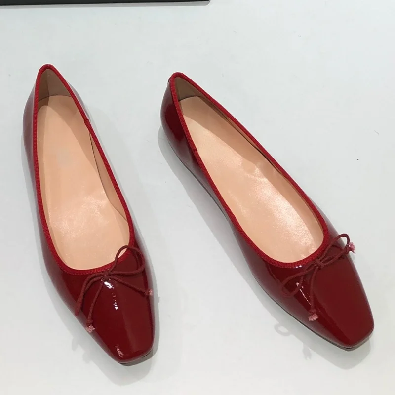 

2023 Spring and Summer Light and Comfortable Fashion Ballet Shoes Calf Patent Leather Women Flats Shoes for Women