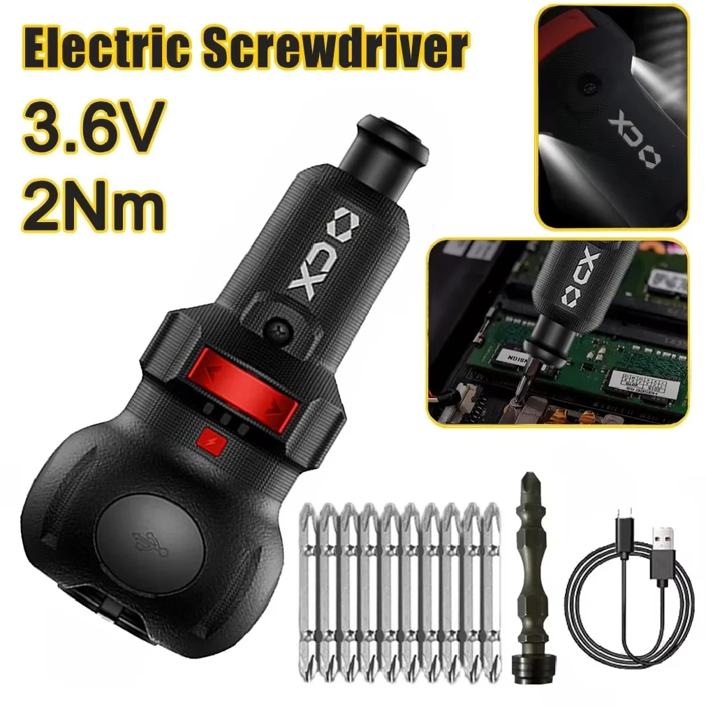 Cordless Electric Screwdriver USB Household 3.6V 2Nm Electrician Screwdriver with Flashlight Electric Drill Screwdriver Set