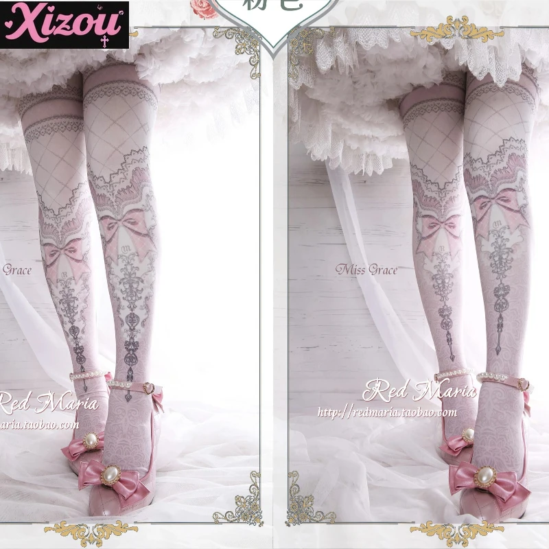 Japanese Style Lolita Socks lo Vintage Original Print Pantyhose Lady Girls Autumn Winter Tights Stocking Fashion Leggings women