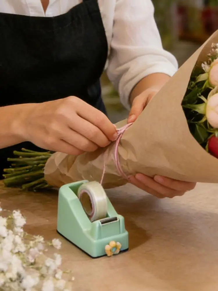 Compacte esthetische tape-dispenser Ruimtebesparende bureautapesnijder met antislipbasis Stijlvolle tape-rolhouder voor thuisschool - afbeelding 2