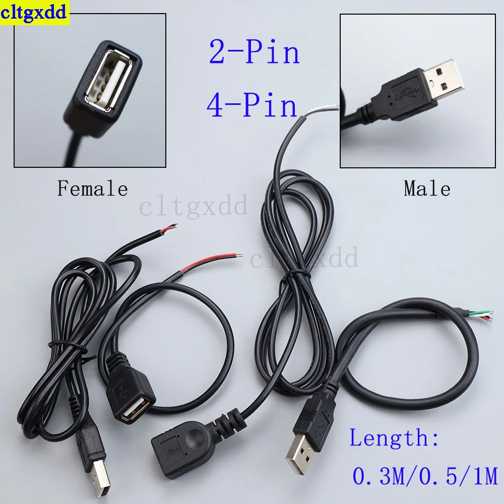 

Cltgxdd 1piece USB Male Female 2-pin 4-pin charging connector extension cable, soldering wire, data transmission, 5V power cord