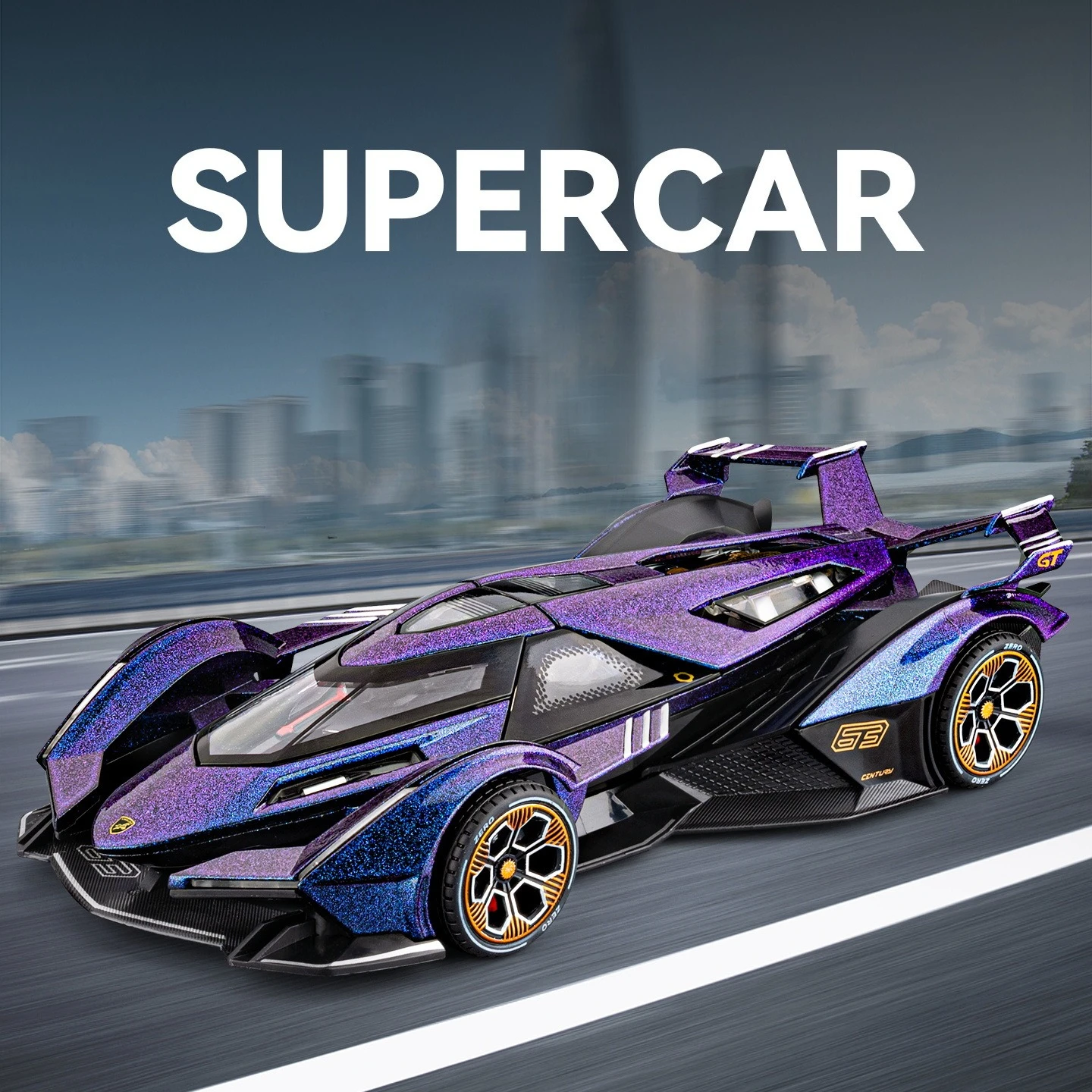 CHEZHI 1:24 V12 Simulation Alloy Sports Car Model Acousto-optic Pull-back Multi-door Toy Car Diecast Alloy Car Model Collectible