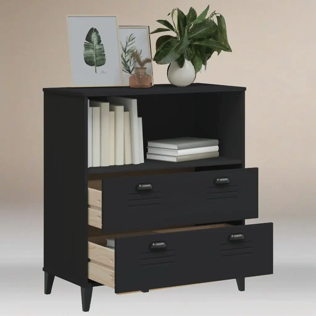 VIKEN Black Bookcase - 31.5x15.7x35.4 Inches | Stylish Engineered Wood Storage Solution