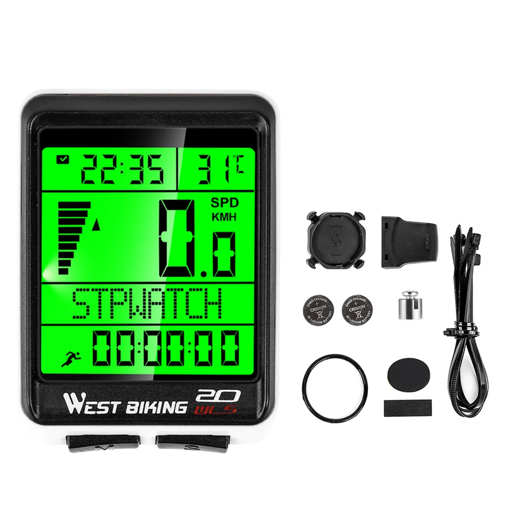 WEST BIKING Bicycle Wireless Computer Multif LED Digital Rate MTB Road Bike Odometer Rainproof Cycling Stopwatch Speedometer