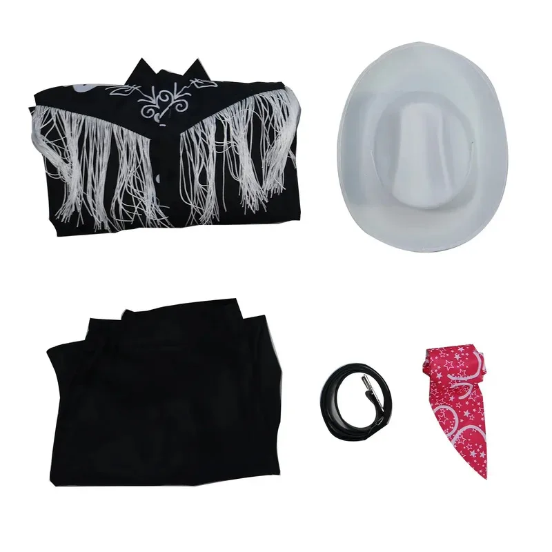 2025 ❤   فيلم جديد مارجوت روبي باربي كين كوسبلاي للرجال البالغين بلاك كاوبوي أزياء الهالوين بذلة وردية رول ★ ★