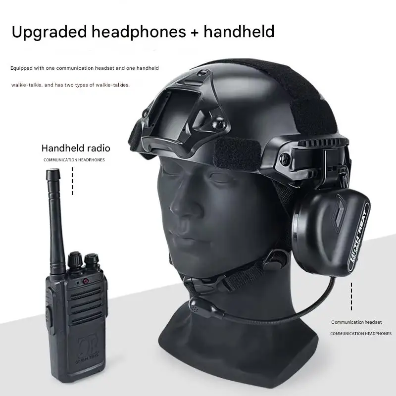 Children's Tactical Helmet Set Multi-Functional FAST Protection Helmet Communication Headset Walkie-Talkie Toy for Boy's CS Game