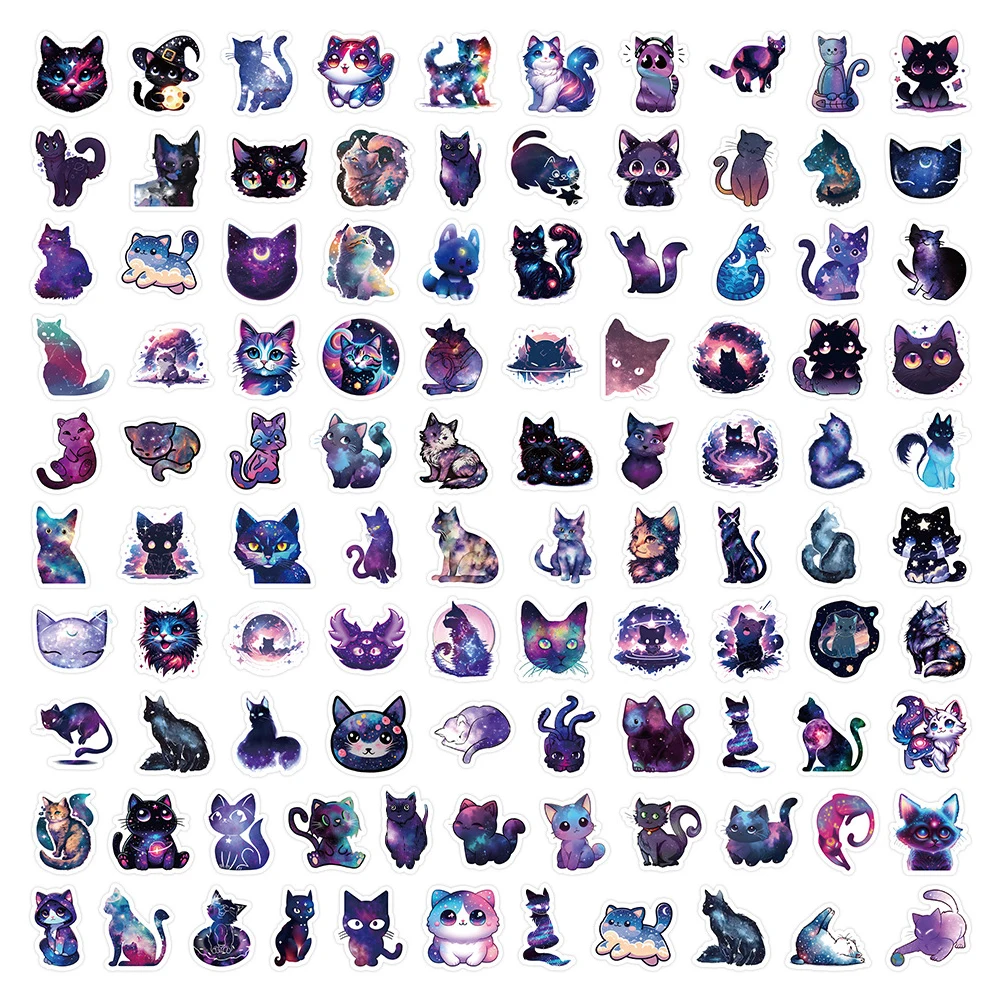 10/30/50/100pcs Colorful Cute Starry Sky Cat Cartoon Stickers DIY Water Bottle Notebook INS Aesthetic Sticker Decal Kid Toy Gift