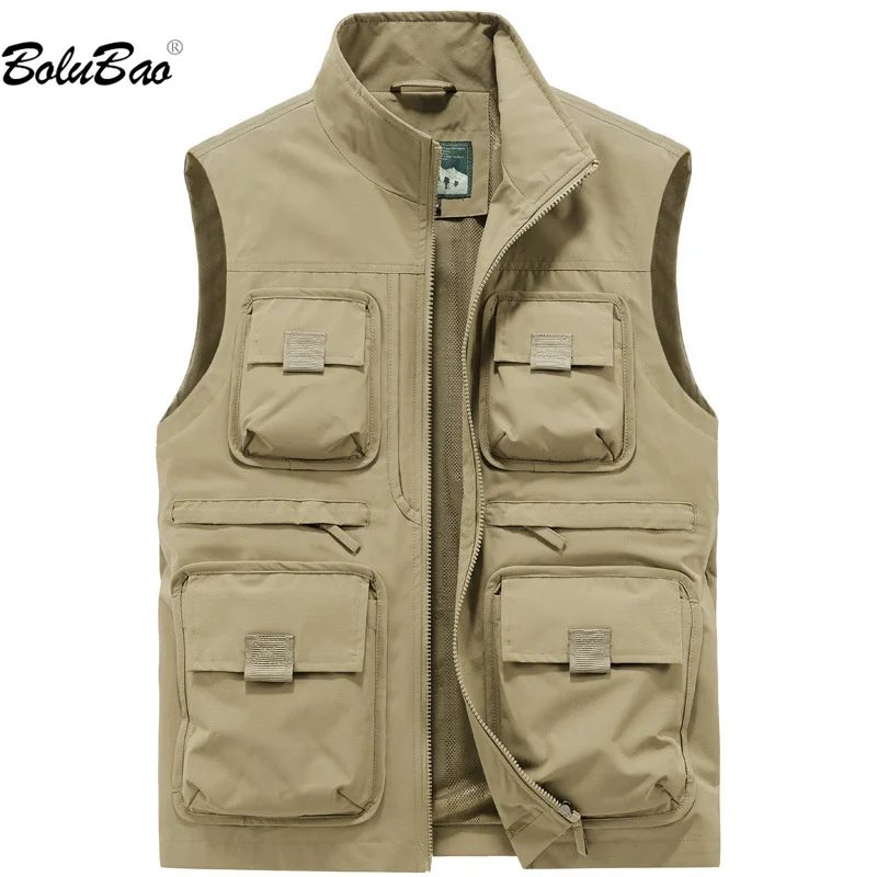 BOLUBAO 2023 Outdoor Casual Vest For Men Multi-Pocket Breathable Fishing Coat High Quality Design Casual Streetwear Vest For Men