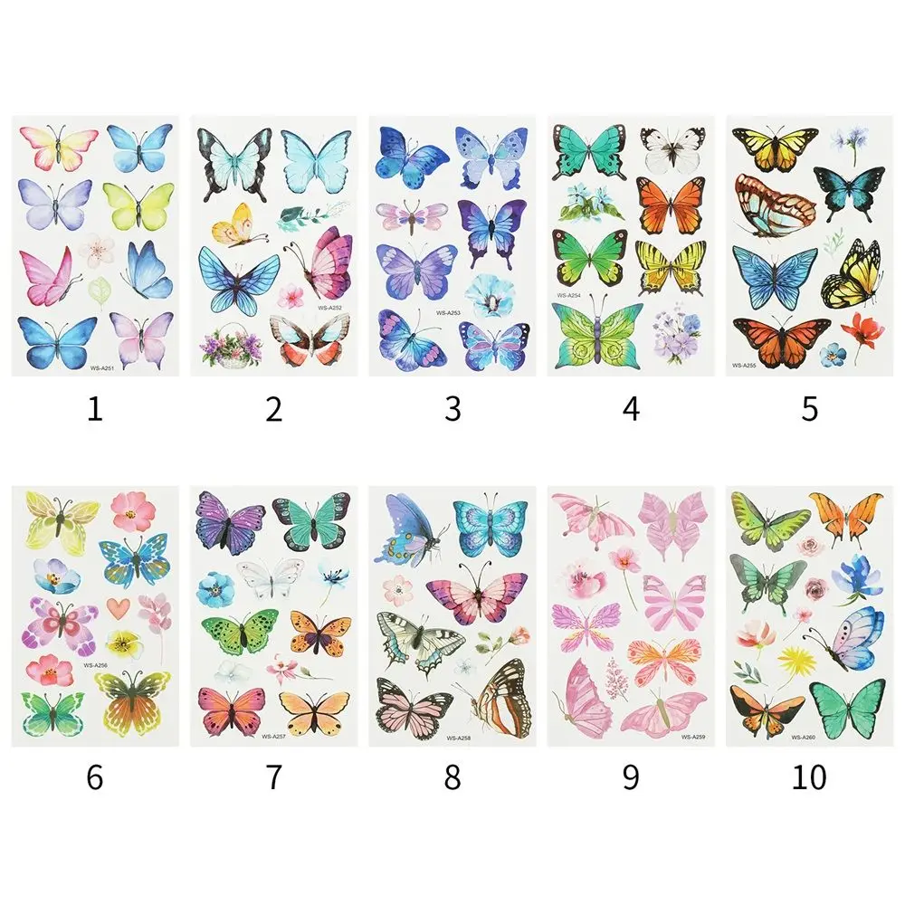 Kids Butterfly Temporary Tattoos Waterproof Cute Body Decorative Stickers Fake Tattoos Birthday Party Supply Boys Girls Body Art