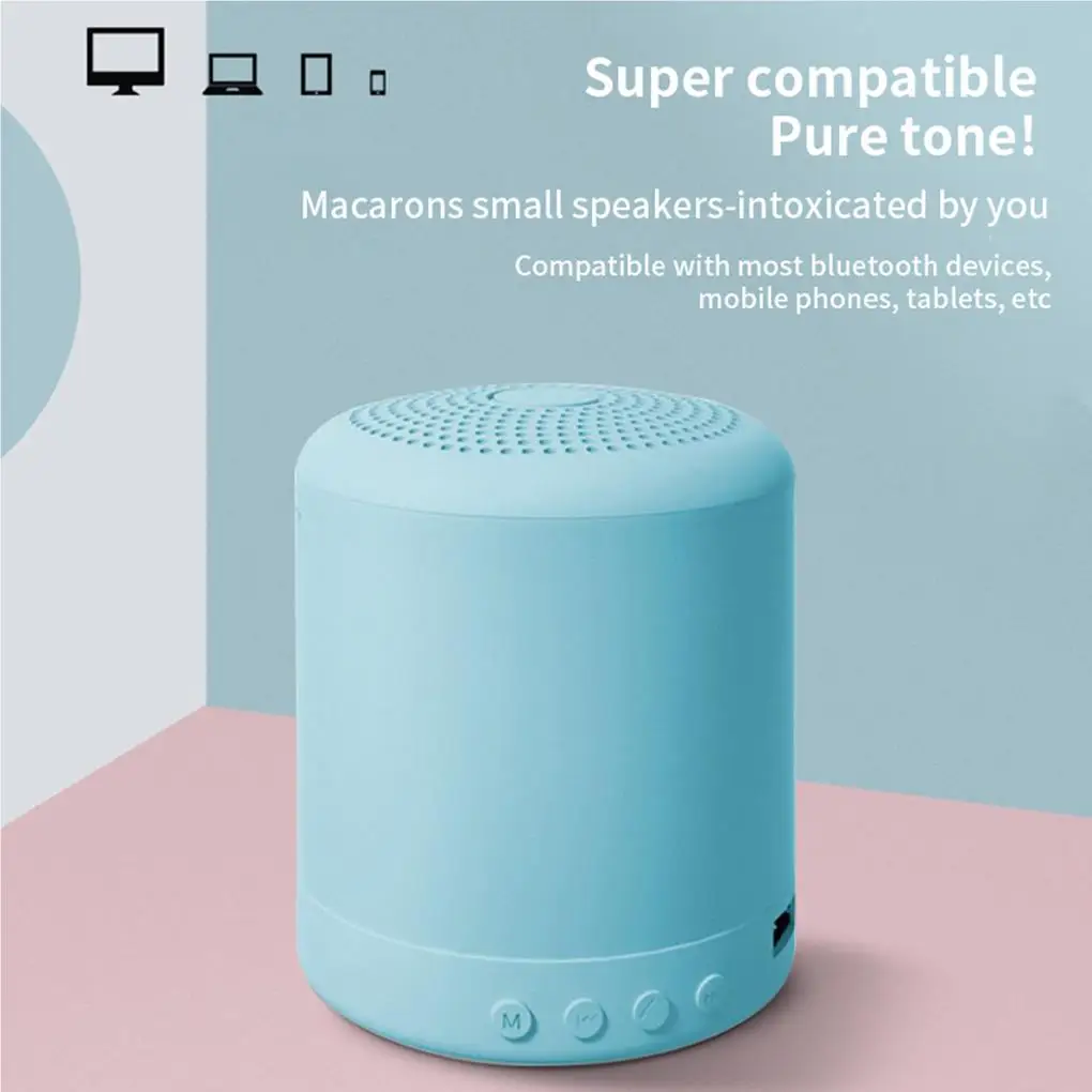 Mini Speaker Wireless Rechargeable Memory Card Loudspeaker Stereo Home Office Party Sound Box AUX USB Playback Pink