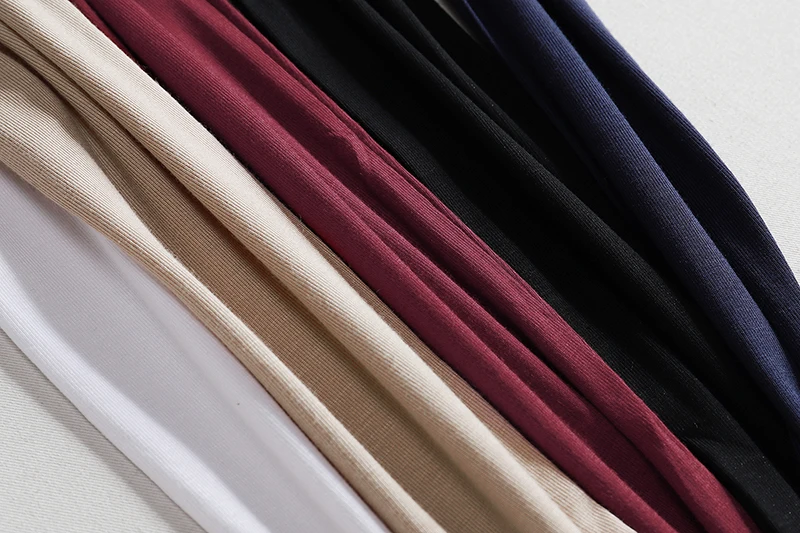 Hochwertige Elastische Basic Einfarbige Langarm-T-Shirts Schlichte Baumwoll-Damen-T-Shirts Lässige Oberteile Koreanischer Stil Dünnes O-Ausschnitt T-Shirt – Detail 8