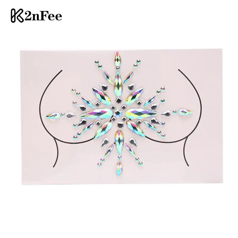 Bra Pad Stickers Shiny Nipple Cover Crystal Bra Stickers Adhesive Diamond Beads Breast Pasties Tattoo Sticker Bra Accessories