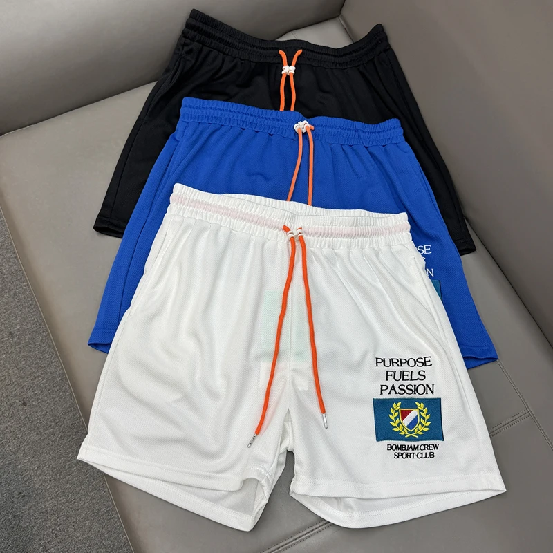 

Mesh Embroidery Ear of Wheat Patch Label Basketball Shorts Jorts Men Women Quick Dry Breathe Drawstring Loose Shortpants Pants