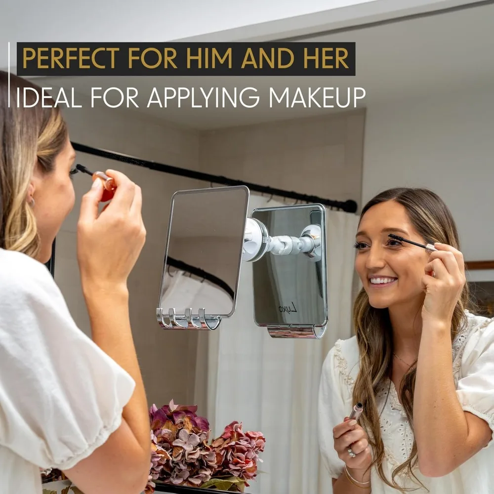 Beschlagfreier Dusch-Rasierspiegel mit abnehmbarem Rasiererhalter, starkem Saugnapf. Bruchsicheres Design für sichere, klare Verwendung in der Dusche.