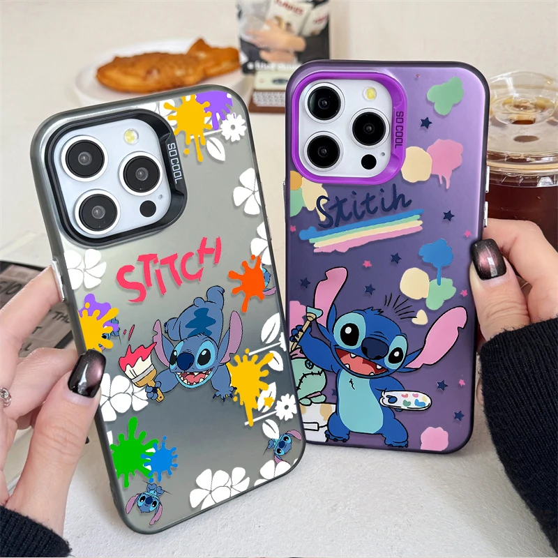 Case for Samsung Galaxy S24 S23 S22 S21 Ultra Plus FE A54 A34 A24 A14 A73 A53 A33 5G Note 20 Lovely Disney Stitch Plating Cover