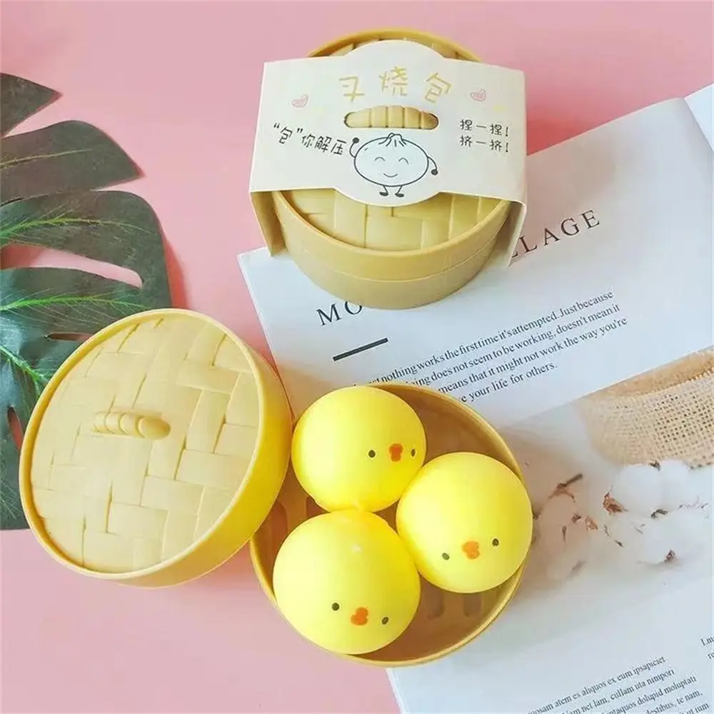 Steamed Dumpling Mini Squeeze Toys Pig/Chick Steamer Animal Dumpling Toys Soft TPR Hand Exercise Dog Bun Squeeze Balls