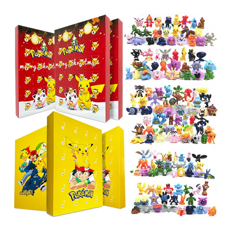 24 unids/set figura de Pokémon calendario de Adviento de Navidad caja ciega regalo Pikachu Kawaii Pikachu Anime figura acción PVC modelo niños juguete