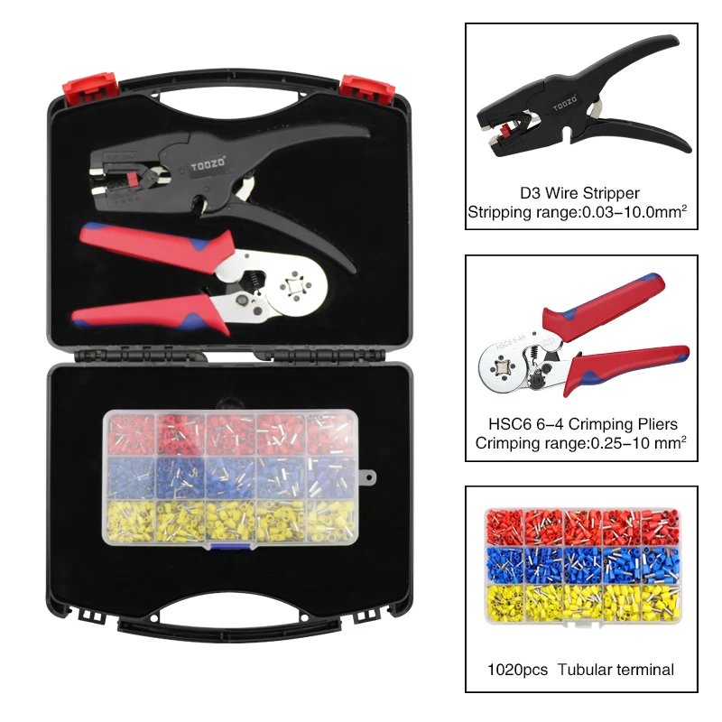 Crimping Pliers HSC8 6-6 6-4 Crimper Tools With Tubular Terminals Wire stripper Mini Portable Automatic Crimping Tool In Box Bag